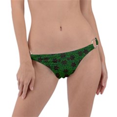 Rose Stars So Beautiful On Green Ring Detail Bikini Bottom by pepitasart