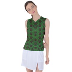 Rose Stars So Beautiful On Green Women s Sleeveless Sports Top