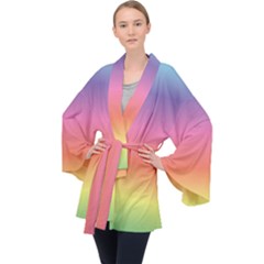 Rainbow Shades Long Sleeve Velvet Kimono  by designsbymallika