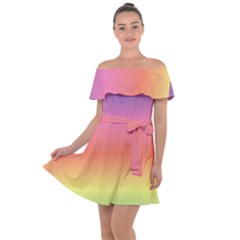 Rainbow Shades Off Shoulder Velour Dress