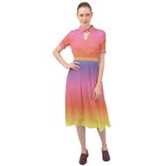 Rainbow Shades Keyhole Neckline Chiffon Dress by designsbymallika