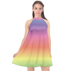 Rainbow Shades Halter Neckline Chiffon Dress  by designsbymallika