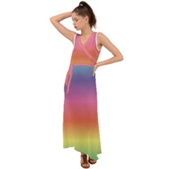 Rainbow Shades V-neck Chiffon Maxi Dress by designsbymallika