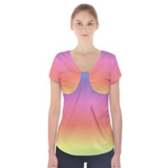 Rainbow Shades Short Sleeve Front Detail Top by designsbymallika