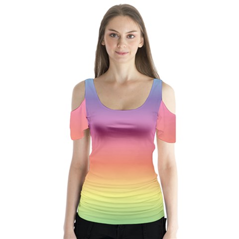 Rainbow Shades Butterfly Sleeve Cutout Tee  by designsbymallika