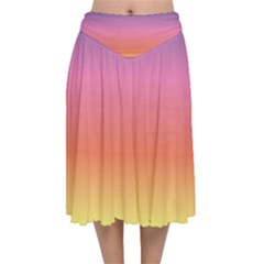 Rainbow Shades Velvet Flared Midi Skirt by designsbymallika