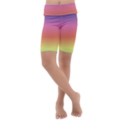 Rainbow Shades Kids  Lightweight Velour Cropped Yoga Leggings by designsbymallika