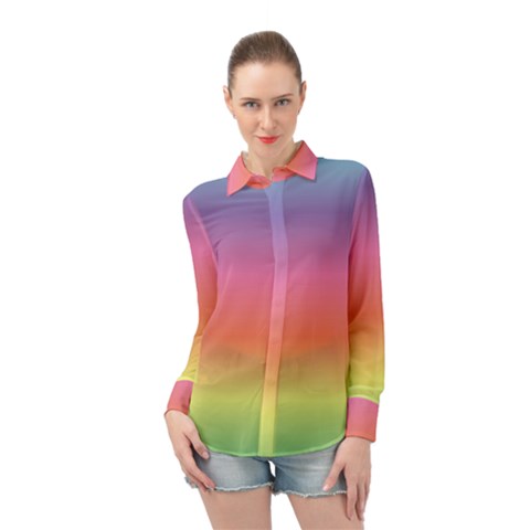 Rainbow Shades Long Sleeve Chiffon Shirt by designsbymallika