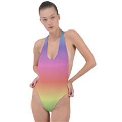 Rainbow Shades Backless Halter One Piece Swimsuit