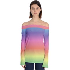 Rainbow Shades Off Shoulder Long Sleeve Top by designsbymallika