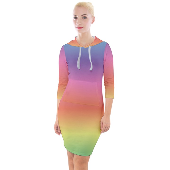 RAINBOW SHADES Quarter Sleeve Hood Bodycon Dress