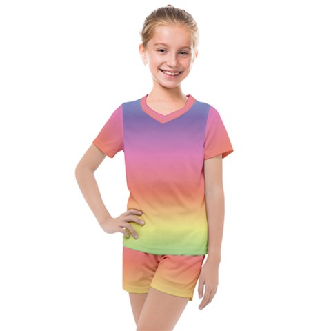 Rainbow Shades Kids  Mesh Tee And Shorts Set by designsbymallika