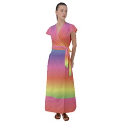 Rainbow Shades Flutter Sleeve Maxi Dress by designsbymallika