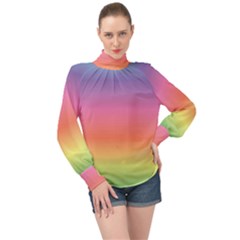 Rainbow Shades High Neck Long Sleeve Chiffon Top by designsbymallika