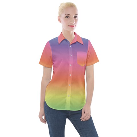 Rainbow Shades Women s Short Sleeve Pocket Shirt by designsbymallika