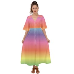 Rainbow Shades Kimono Sleeve Boho Dress