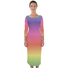 Rainbow Shades Quarter Sleeve Midi Bodycon Dress by designsbymallika