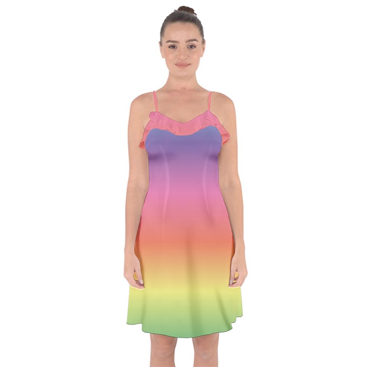 RAINBOW SHADES Ruffle Detail Chiffon Dress