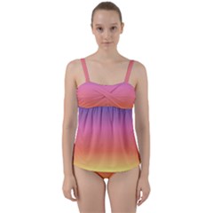 Rainbow Shades Twist Front Tankini Set by designsbymallika