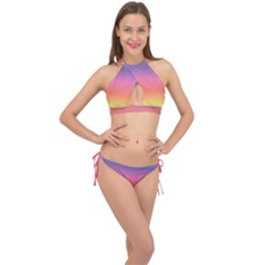 Rainbow Shades Cross Front Halter Bikini Set by designsbymallika