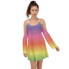 Rainbow Shades Kimono Sleeves Boho Dress