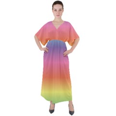 Rainbow Shades V-neck Boho Style Maxi Dress by designsbymallika