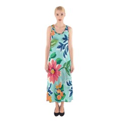 Multi Colour Floral Print Sleeveless Maxi Dress by designsbymallika