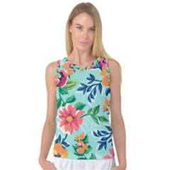 Multi Colour Floral Print Women s Basketball Tank Top by designsbymallika