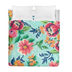 Multi Colour Floral Print Duvet Cover Double Side (full/ Double Size) by designsbymallika