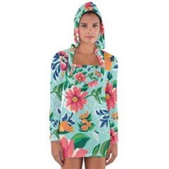 Multi Colour Floral Print Long Sleeve Hooded T-shirt by designsbymallika