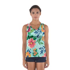 Multi Colour Floral Print Sport Tank Top  by designsbymallika