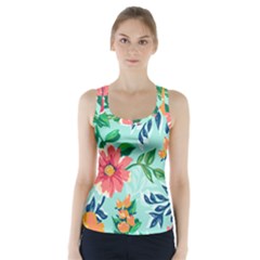 Multi Colour Floral Print Racer Back Sports Top by designsbymallika