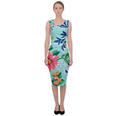 Multi Colour Floral Print Sleeveless Pencil Dress by designsbymallika