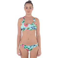 Multi Colour Floral Print Cross Back Hipster Bikini Set by designsbymallika