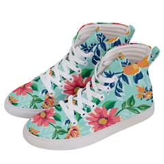 Multi Colour Floral Print Men s Hi-top Skate Sneakers by designsbymallika