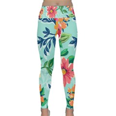 Multi Colour Floral Print Lightweight Velour Classic Yoga Leggings by designsbymallika