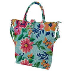 Multi Colour Floral Print Buckle Top Tote Bag by designsbymallika