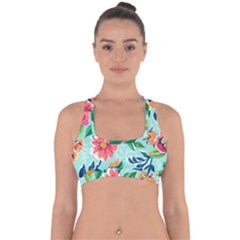 Multi Colour Floral Print Cross Back Hipster Bikini Top  by designsbymallika