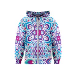 Mandala Blue Kids  Zipper Hoodie by designsbymallika