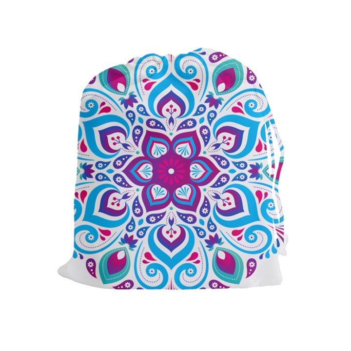 MANDALA BLUE Drawstring Pouch (XL)