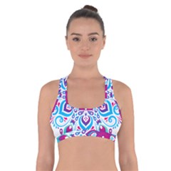 Mandala Blue Cross Back Sports Bra by designsbymallika