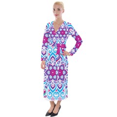 Mandala Blue Velvet Maxi Wrap Dress