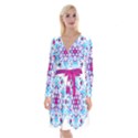 MANDALA BLUE Long Sleeve Velvet Front Wrap Dress View1