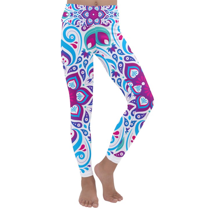 MANDALA BLUE Kids  Lightweight Velour Classic Yoga Leggings