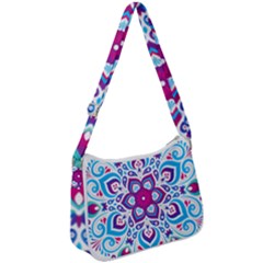 Mandala Blue Zip Up Shoulder Bag