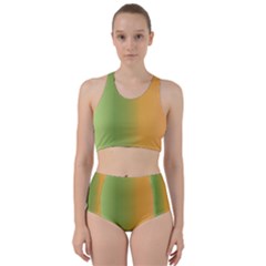 Green Orange Shades Racer Back Bikini Set by designsbymallika