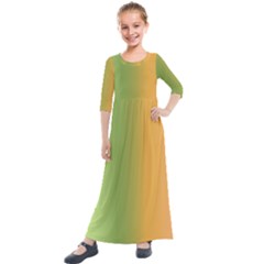 Green Orange Shades Kids  Quarter Sleeve Maxi Dress by designsbymallika