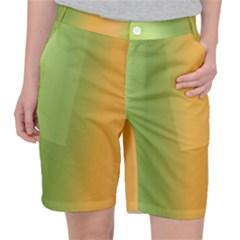 Green Orange Shades Pocket Shorts by designsbymallika