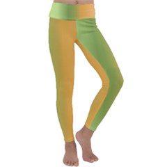 Green Orange Shades Kids  Lightweight Velour Classic Yoga Leggings by designsbymallika