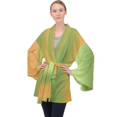 Green Orange Shades Long Sleeve Velvet Kimono  by designsbymallika